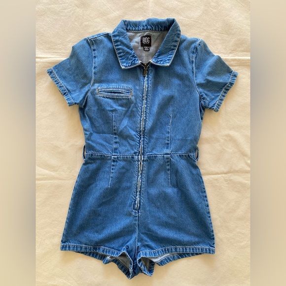 BDG Pants - BDG Blue Denim Romper Short Sleeve Polo Style Women’s US 2